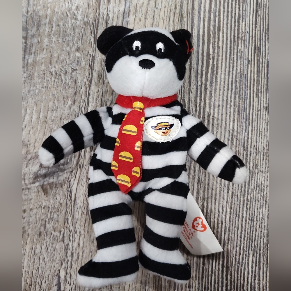 2004 McDonald's Ty Hamburglar the Bear Happy Meal Plush Toy, 5 1/2" Tall